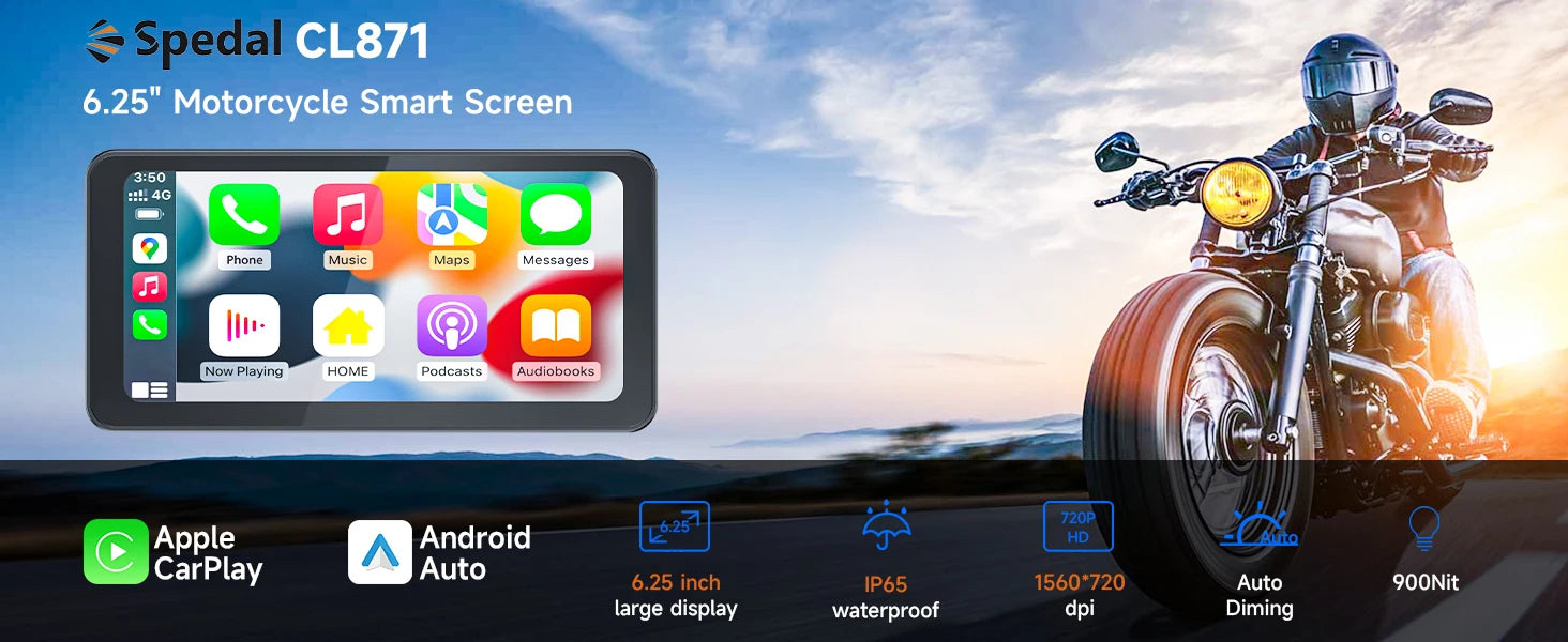 Pantalla táctil inalámbrica del navegador GPS del coche de Apple Carplay/Android de la motocicleta portátil de 6,25 pulgadas