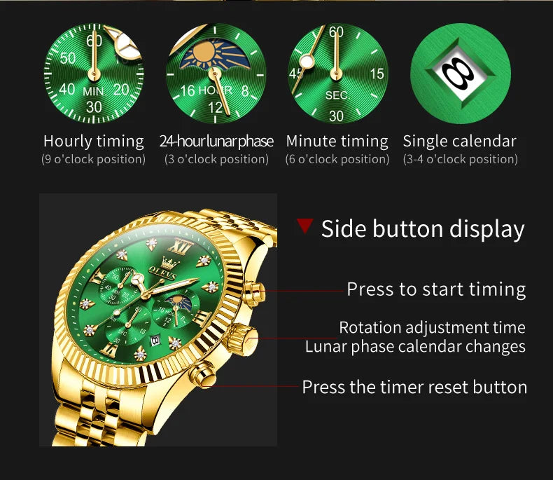 Reloj de Cuarzo OLEVS 2932 para Hombre con Cronógrafo y Diamantes