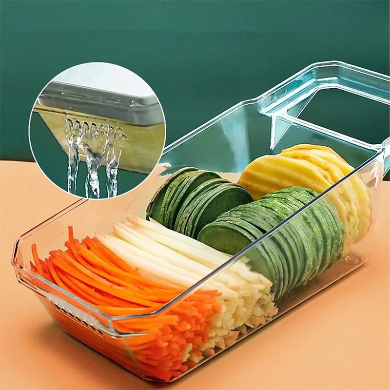 LMETJMA 6 en 1 rebanador de verduras mandolina rebanador de verduras con 6 cuchillas intercambiables rebanador de verduras triturador de juliana JT105
