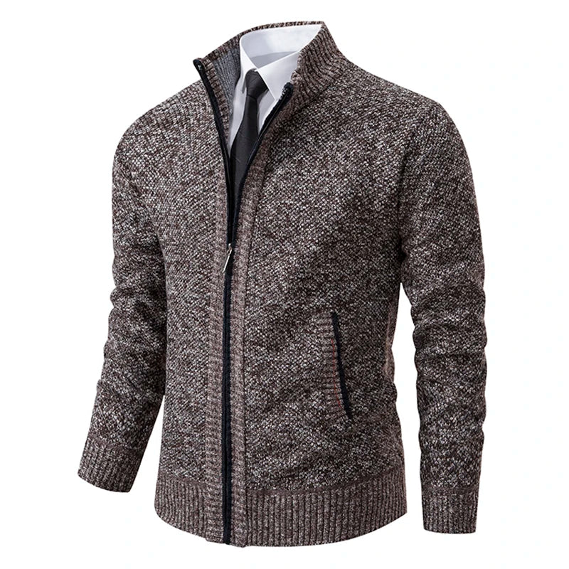 Buzo Cárdigan con Cremallera para Hombre – Cuello Alto y Forro Polar