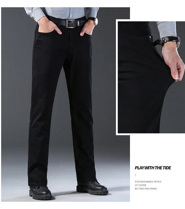 Pantalones Vaqueros Coreanos para Hombre, Elásticos, Ajuste Regular