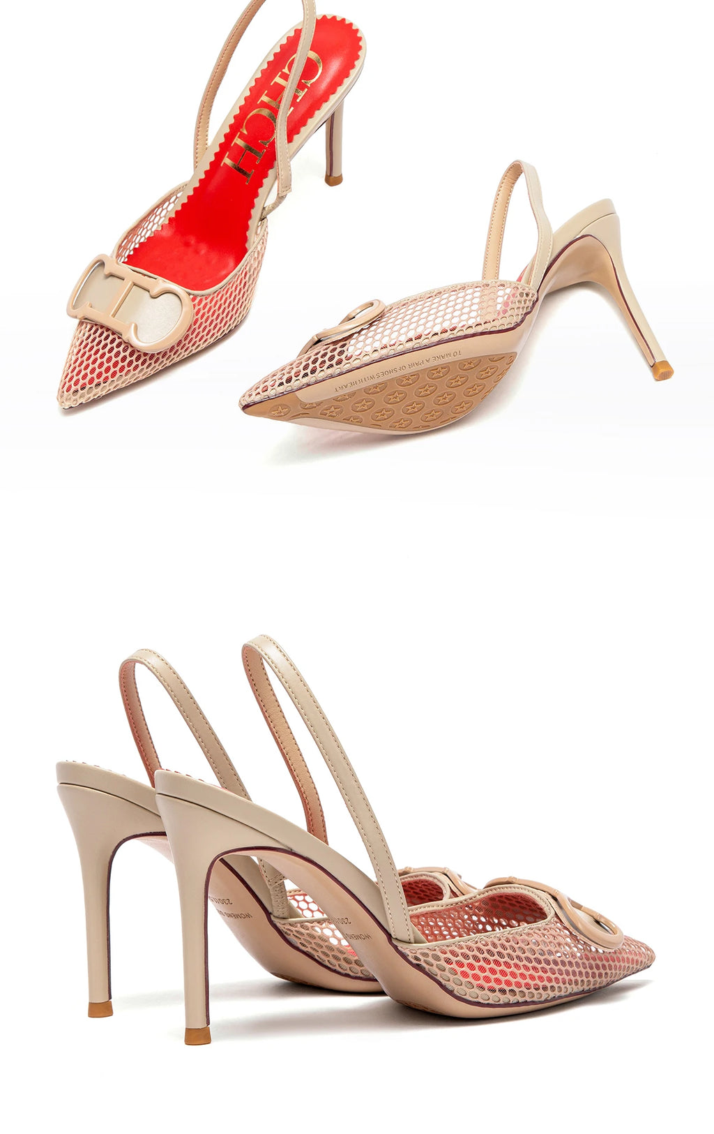 Stilettos de Tacón Alto con Malla para Mujer - Correa en T
