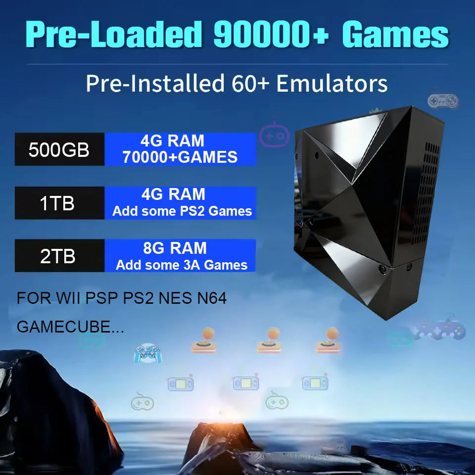 Nueva consola de juegos Retro Pico8 de 2TB cargada más de 70000 juegos para Wii PS2 DC PSP GAMECUBE Plug-and-Play en TV Windows 11, regalo para niños