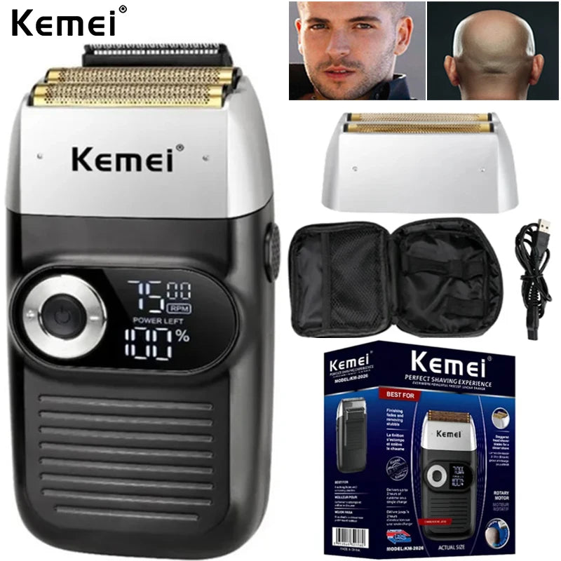 Afeitadora Inalámbrica Kemei Doble Hoja Recargable
