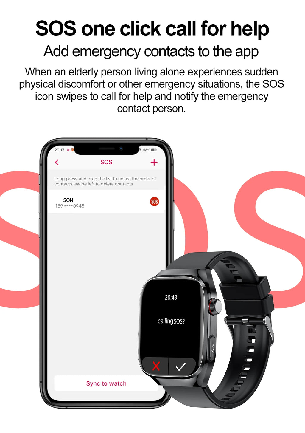 Reloj Inteligente ECG Presión Arterial Bluetooth