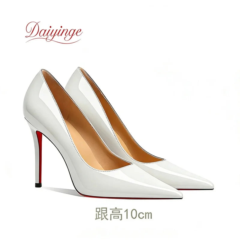 Zapatos de Tacon de Aguja con Suela Roja para Mujer, Punta Fina