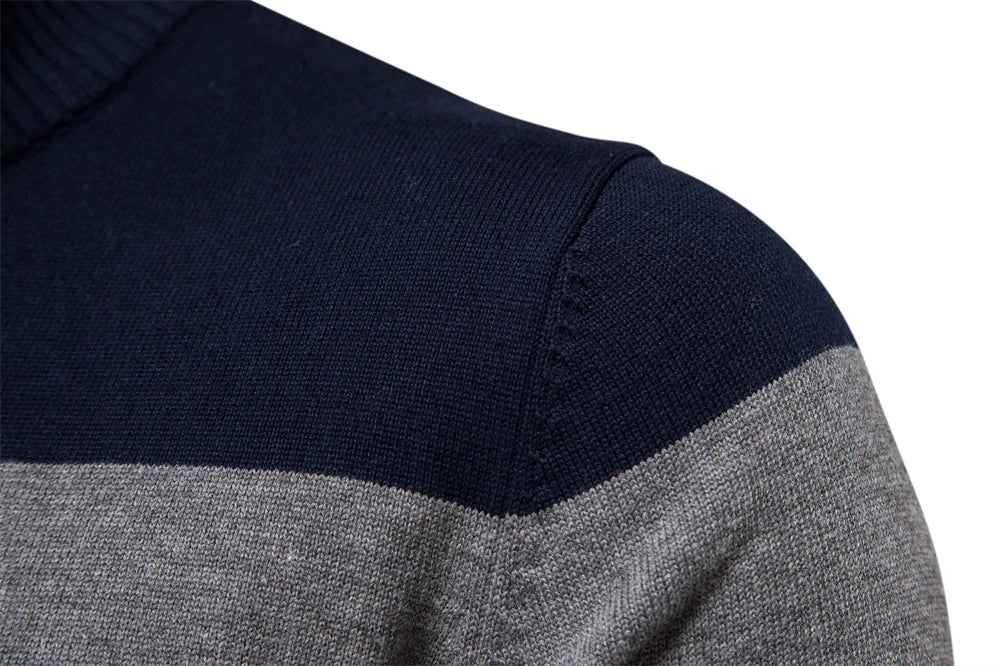 AIOPESON, suéter de retazos para hombre, suéter informal de algodón con cremallera y cuello simulado para hombre, nuevo suéter cálido de moda de invierno para hombre
