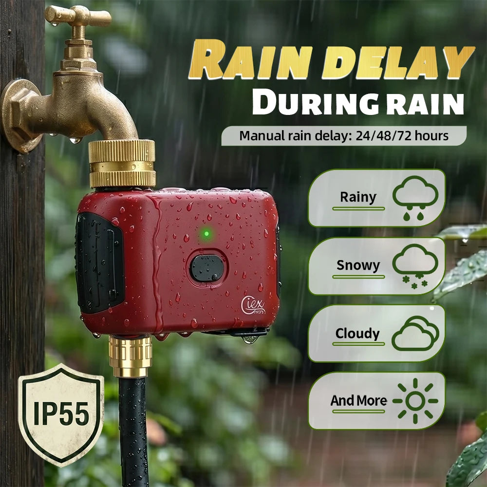 Temporizador de agua WiFi inteligente, controlador de riego, No requiere concentrador, válvula automática de aspersor de goteo para jardín, Control por aplicación Tuya