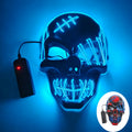 Máscara de calavera de terror brillante, máscara luminosa LED aterradora para Halloween, máscara de diablo brillante para decoración de casa embrujada, accesorios de cosplay