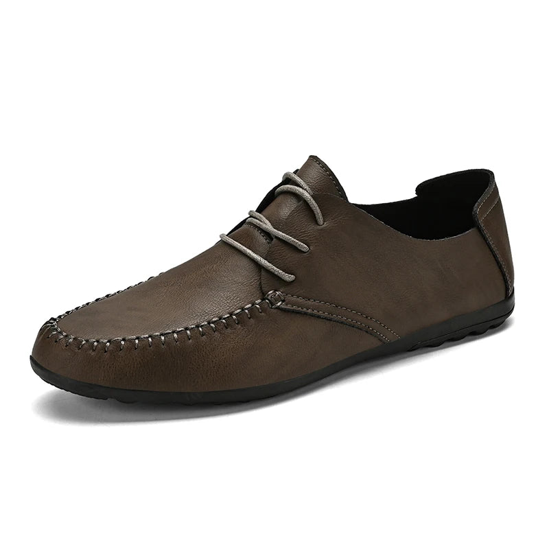 Zapatos de cuero para hombre, suelas blandas, zapatos de cuero informales de talla grande para las cuatro estaciones, zapatos de conducción versátiles para fiesta juvenil a la moda