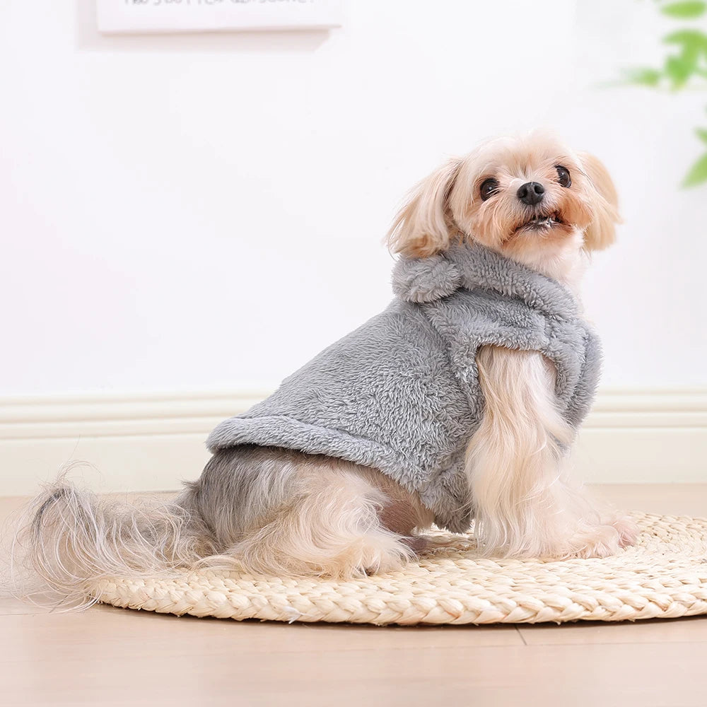 Abrigo de Felpa con Orejas de Conejo para Perros y Gatos