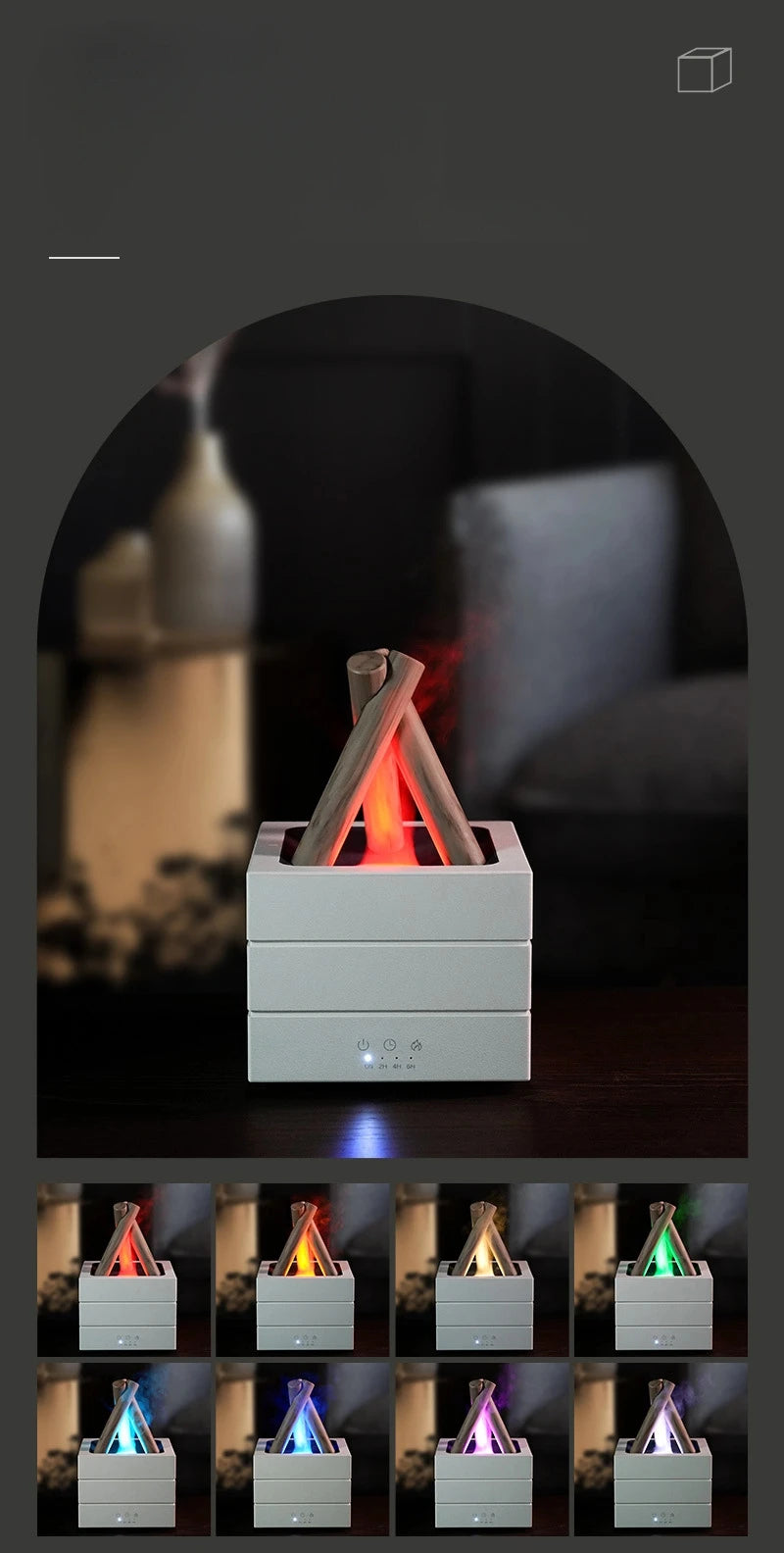 Difusor de Aroma de llama de 280ml, humidificador de aire USB, luz de ambiente colorida y Control remoto, difusor de Aroma de aceite esencial de hoguera
