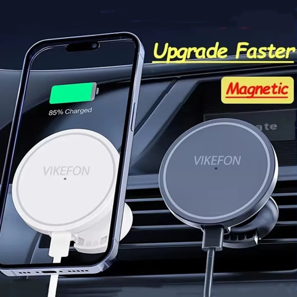 Soporte Magnético para Coche con Carga Inalámbrica Rápida de 15W, Rotación de 360° para iPhone 12 13 14 15 16 17 Pro Max