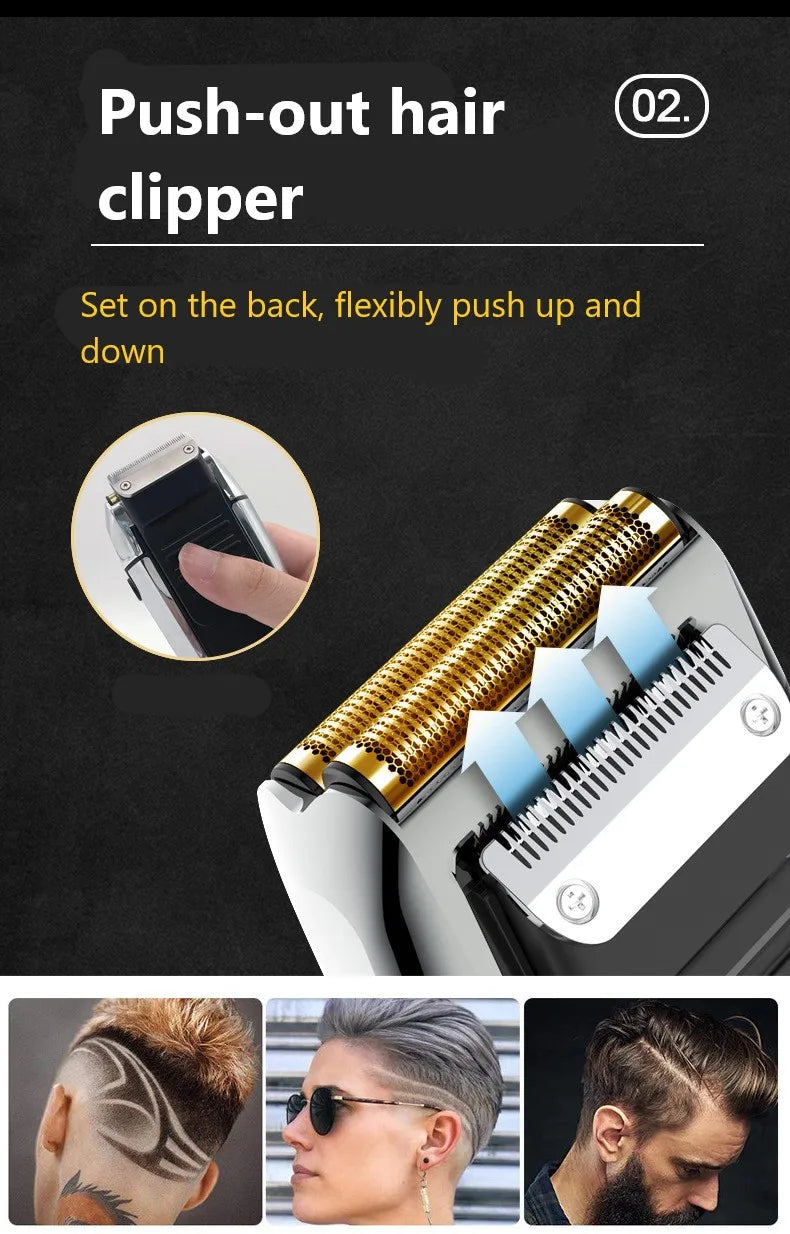 Cortadora de Pelo Recargable por USB para Hombre, Modelos KM-5027, KM-2028