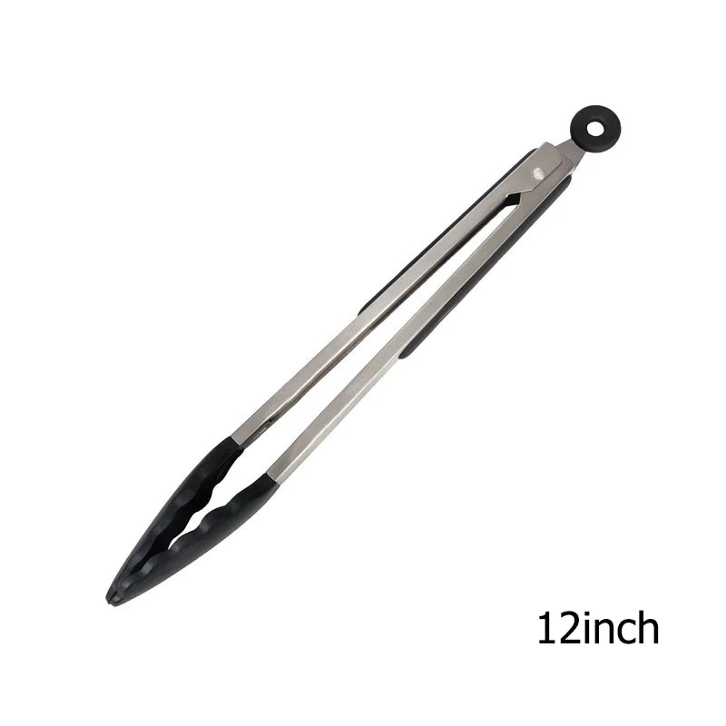 LMETJMA Pinzas de cocina premium Pinzas de cocina de silicona 9 12 pulgadas Sin BPA Antiadherente Barbacoa Cocinar Grilling Bloqueo Pinzas para alimentos KC0253