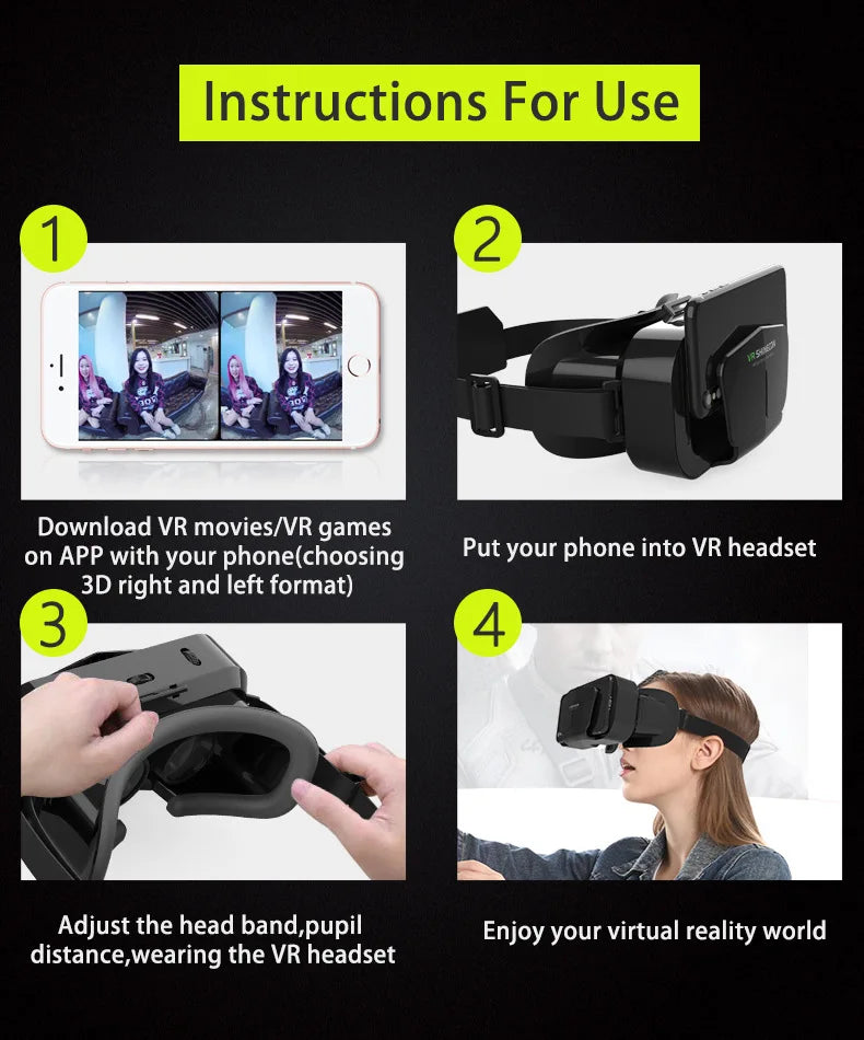 3D Viar teléfono realidad Virtual gafas VR auriculares casco dispositivos lentes inteligentes gafas teléfonos inteligentes teléfono móvil Hedset juegos móviles