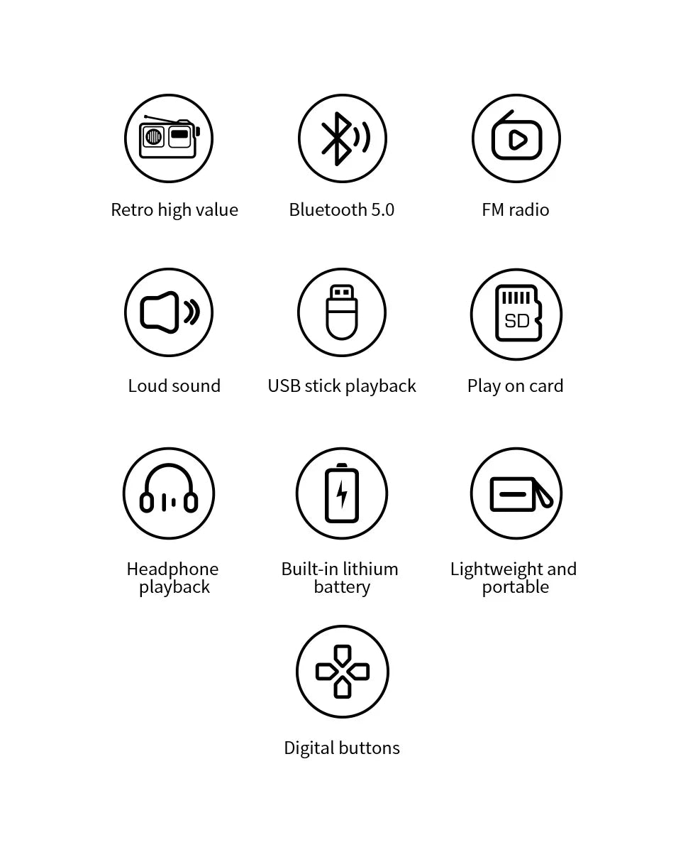 MLOVE BV800 Altavoz Bluetooth súper portátil con radio FM, pantalla LCD, antena, entrada auxiliar, disco USB, tarjeta TF, reproductor de MP3