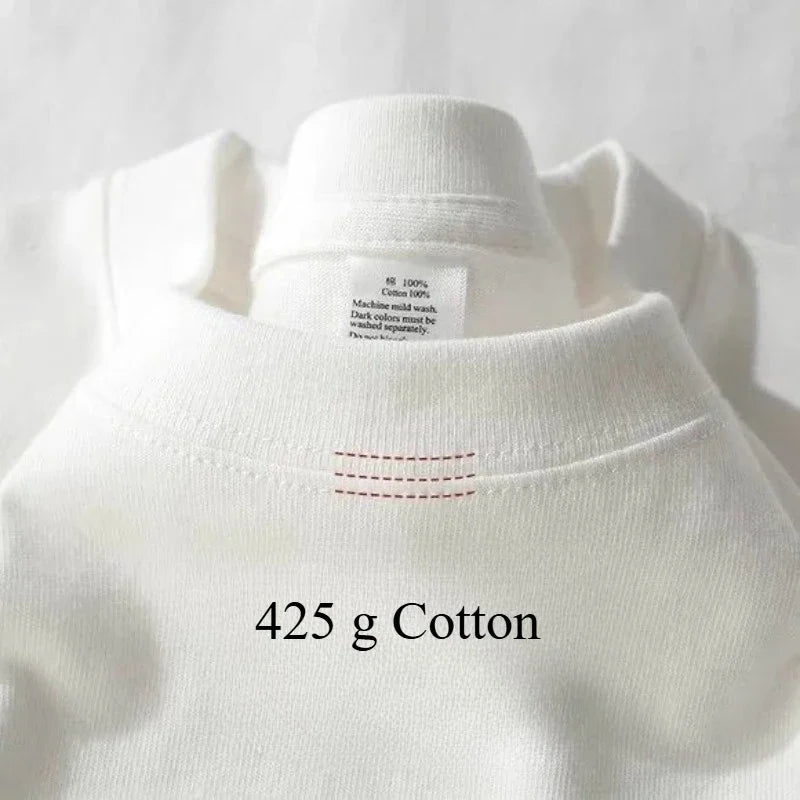 Camiseta Pesada de Algodón 425g para Hombre, Cuello Redondo
