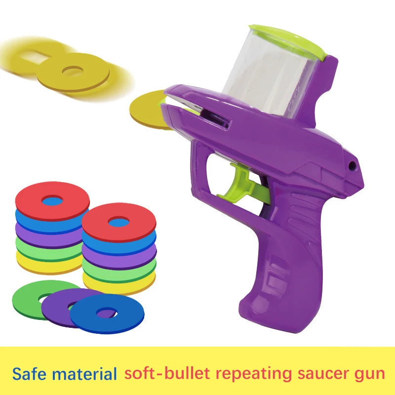 Pistola voladora de tiro para niños, juguete de seguridad EVA, espuma suave, disco lanzador, juegos de interacción entre padres e hijos al aire libre