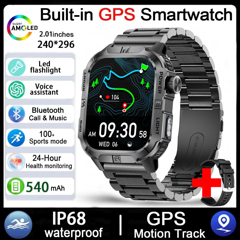 Reloj Inteligente Militar con GPS, LED, Brújula e IP68