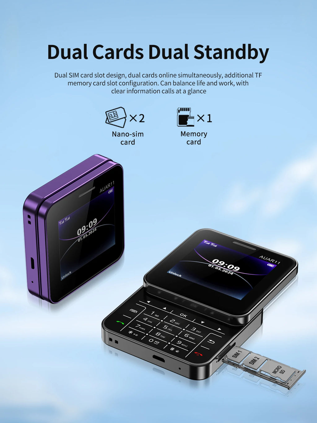 Teléfono SERVO AUAR11 Dual SIM 2G GSM Pantalla Giratoria 2.4"