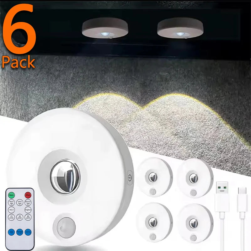 Lámpara LED para debajo del gabinete con Sensor de movimiento, luz nocturna recargable regulable, Bombilla detectora de barra de tubo para escaleras, armario, habitación y pasillo