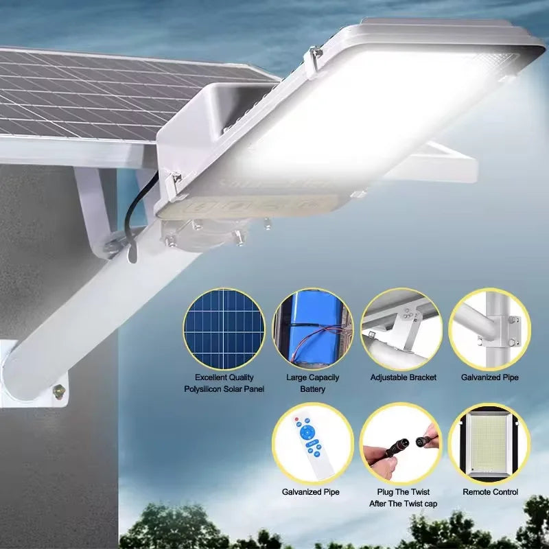 Farola Solar LED de Aluminio 8000mAh, Impermeable para Jardín y Garaje
