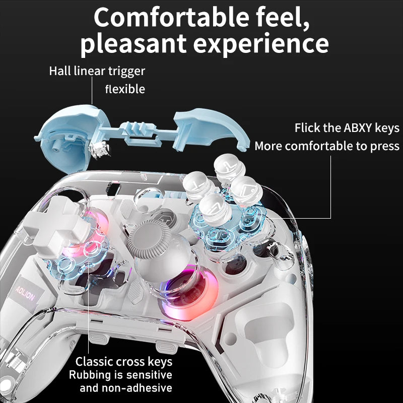 Aolion K10 para Switch 2 controlador de juegos con base de carga RGB inalámbrico Gamepad Hall Joystick gatillo para NS Switch/PC/teléfono