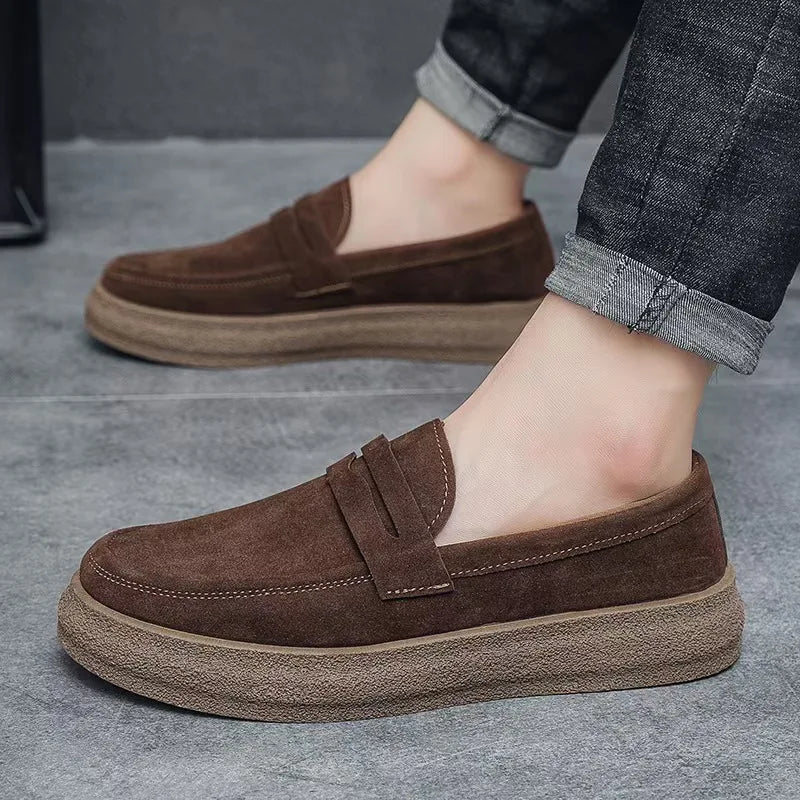 Mocasines con plataforma a la moda para hombre, zapatos informales cómodos para hombre, zapatillas ligeras sin cordones para caminar, zapatos planos transpirables para conducir