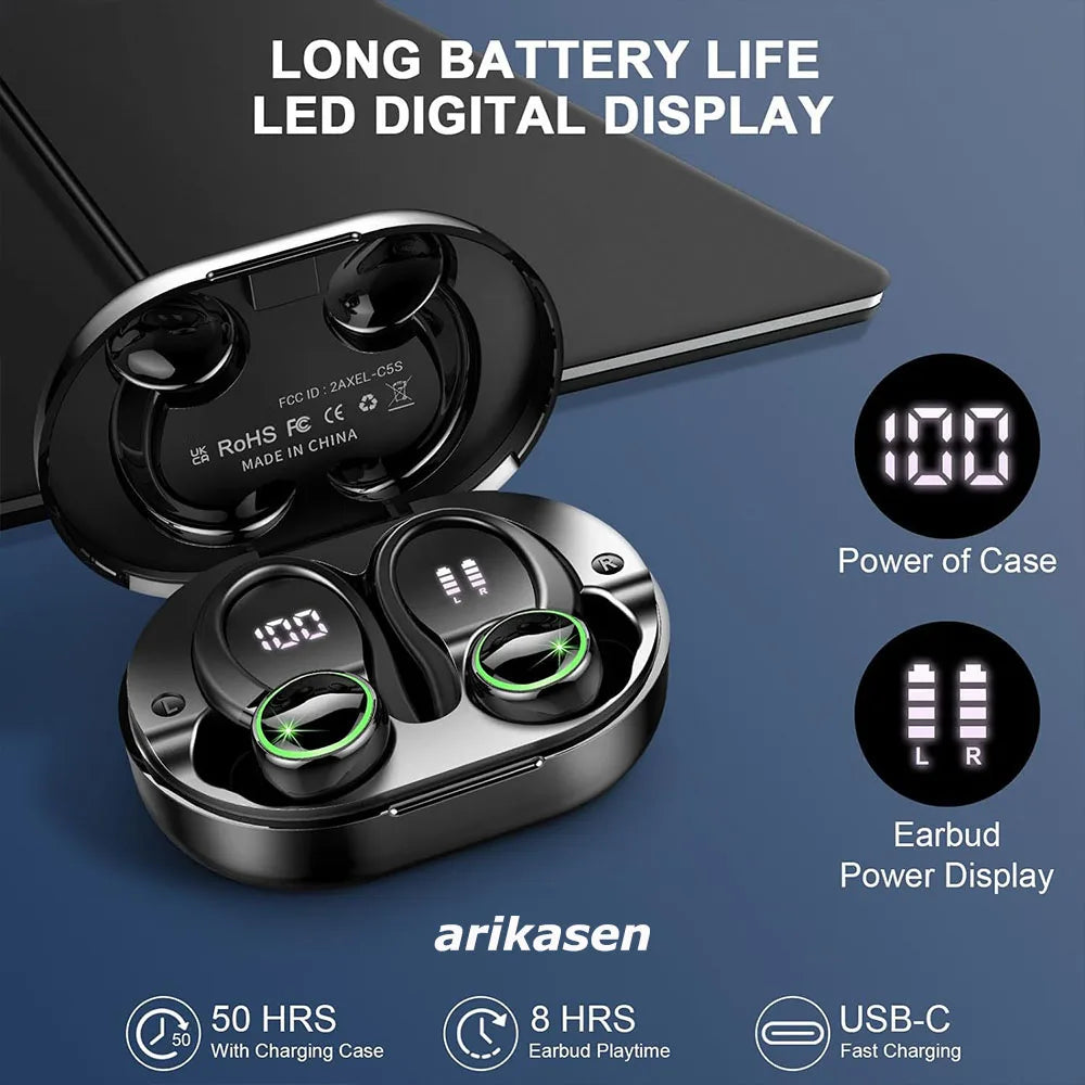 Auriculares Bluetooth 5.3 Graves Pantalla LED 48H