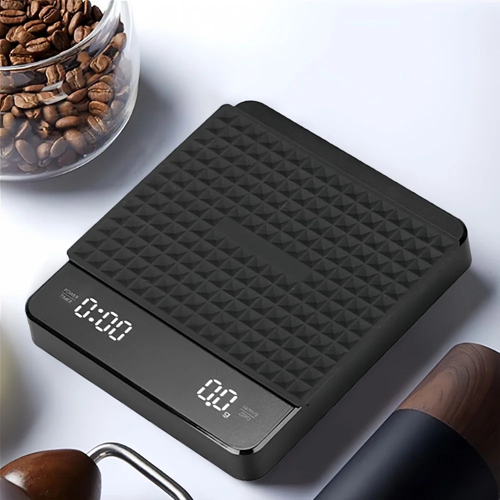 Báscula Electrónica de Café de Alta Precisión con Base Impermeable, Pantalla LED, Temporizador USB, Accesorios Profesionales para Café en Casa, 3 kg/5 kg