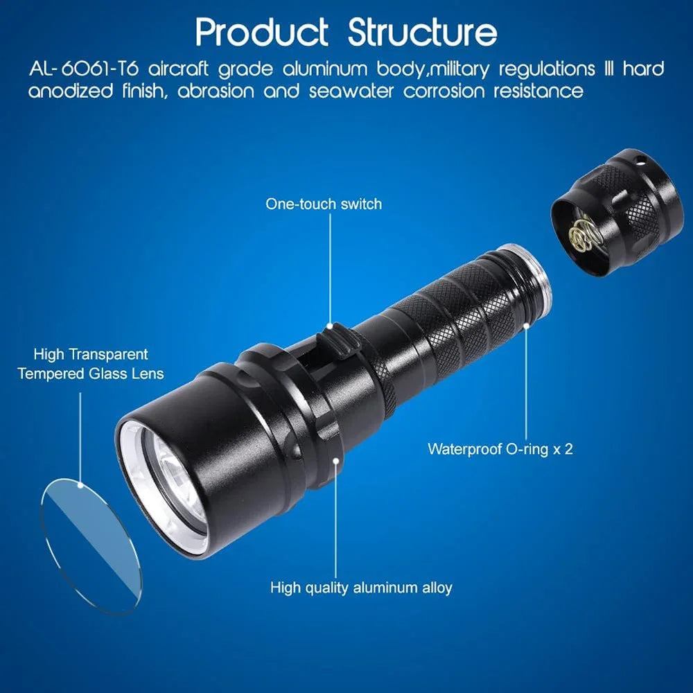 Linterna de Buceo LED Impermeable IP68
