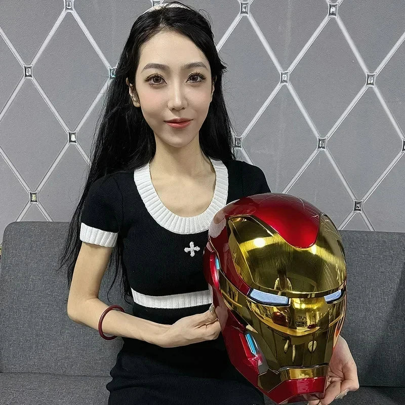 Casco de Iron Man de Marvel, Escala 1:1, MK50 MK5 MK17, con Control por Voz y Ojos Luminosos, Modelo Coleccionable para Adultos, Juguete de Navidad