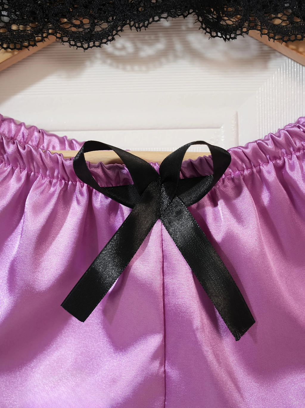 Conjunto de Pijama de Satén para Mujer 4 Piezas con Bata y Encaje
