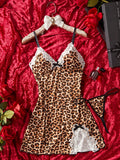Lencería Camisón Teddy con Estampado de Leopardo para Mujer