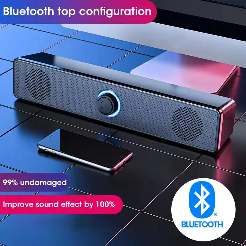 Barra de sonido para PC, Altavoz Bluetooth inalámbrico y con cable, barra de sonido alimentada por USB para TV, Pc, portátil, juegos, sistema de Audio envolvente para cine en casa
