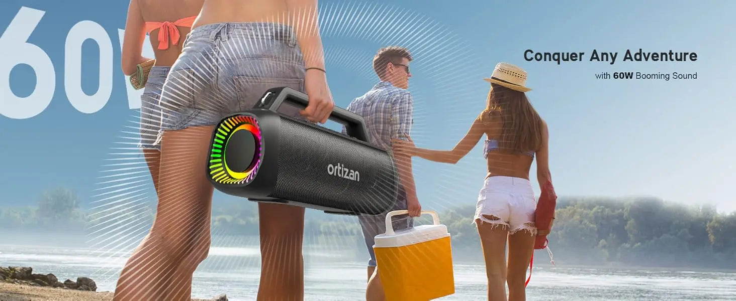 Altavoces Ortizan de 60W (80W de Pico) Inalámbricos Bluetooth con Bajos Potentes, Altavoces Subwoofer Grandes Inalámbricos Bluetooth 5.3 con Banco de Energía