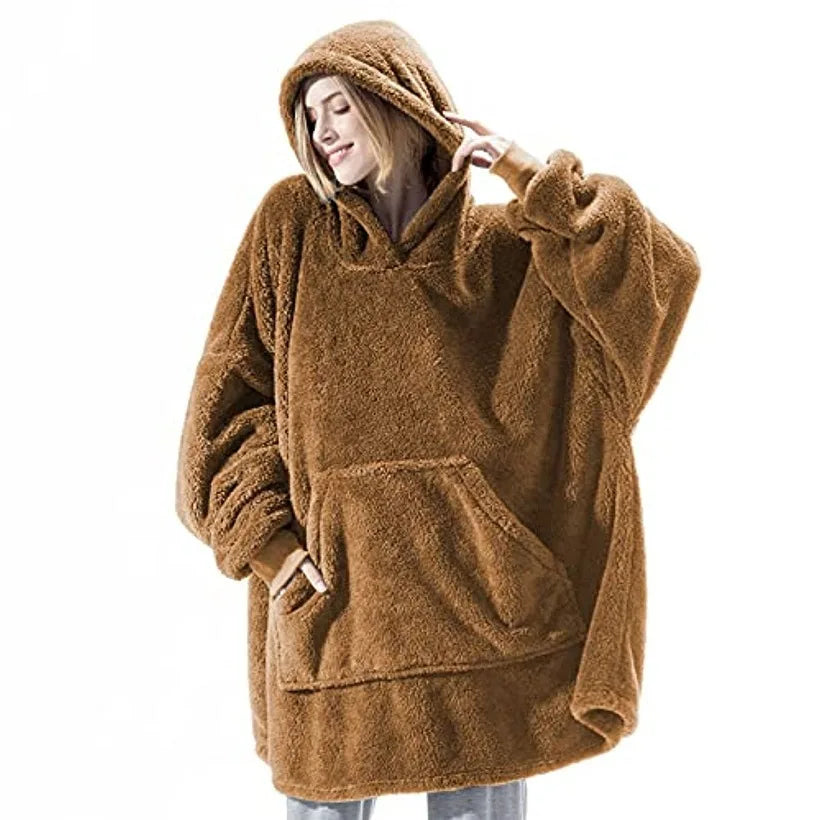Sudadera polar con capucha para mujer, holgada talla única