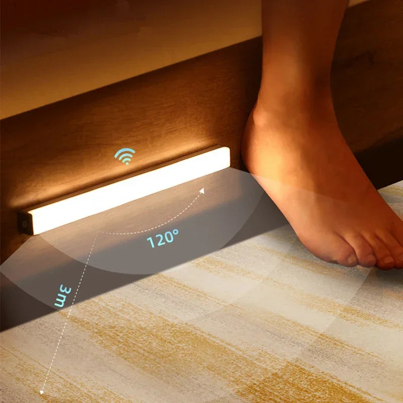 Barra de luz LED con Sensor de movimiento, luz nocturna inalámbrica para debajo del gabinete, cocina, armario, iluminación, armario