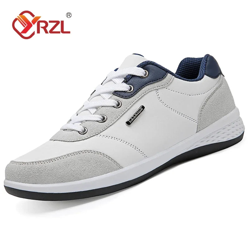 Zapatos YRZL para hombre, zapatillas impermeables para caminar para primavera y otoño, zapatos deportivos de cuero para hombre, zapatillas cómodas antideslizantes para hombre