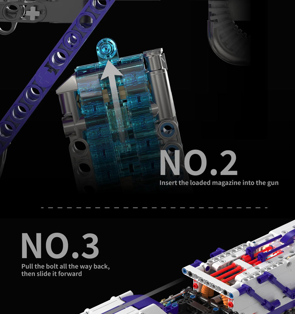 Juego de Bloques de Construcción de Pistola Mecánica con Luces, 1334 Piezas, Adorno de Escritorio de Pistola de Juguete, Juguete Educativo de Construcción de Modelos, Regalo de Cumpleaños