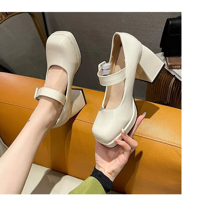 Zapatos Mary Jane Mujer con Plataforma, Punta Cuadrada y Tacón Alto