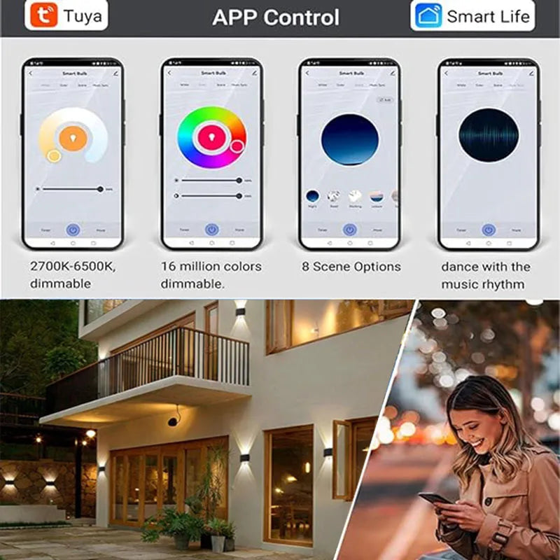 Lámpara de Pared Smart RGB Exterior Tuya Compatible Alexa