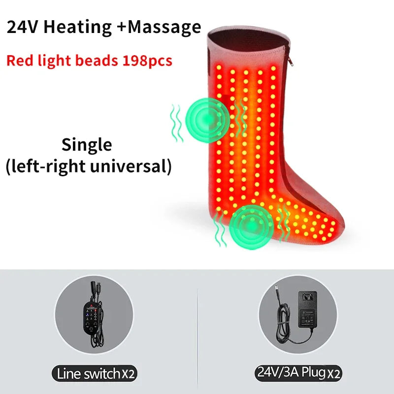 Masajeador de Piernas y Pies con Calor Envolvente, Calentador de Pies para el Invierno, Terapia de Luz Roja, Alivio para Dedos Doloridos y Adormecidos, Estimula la Circulación Sanguínea
