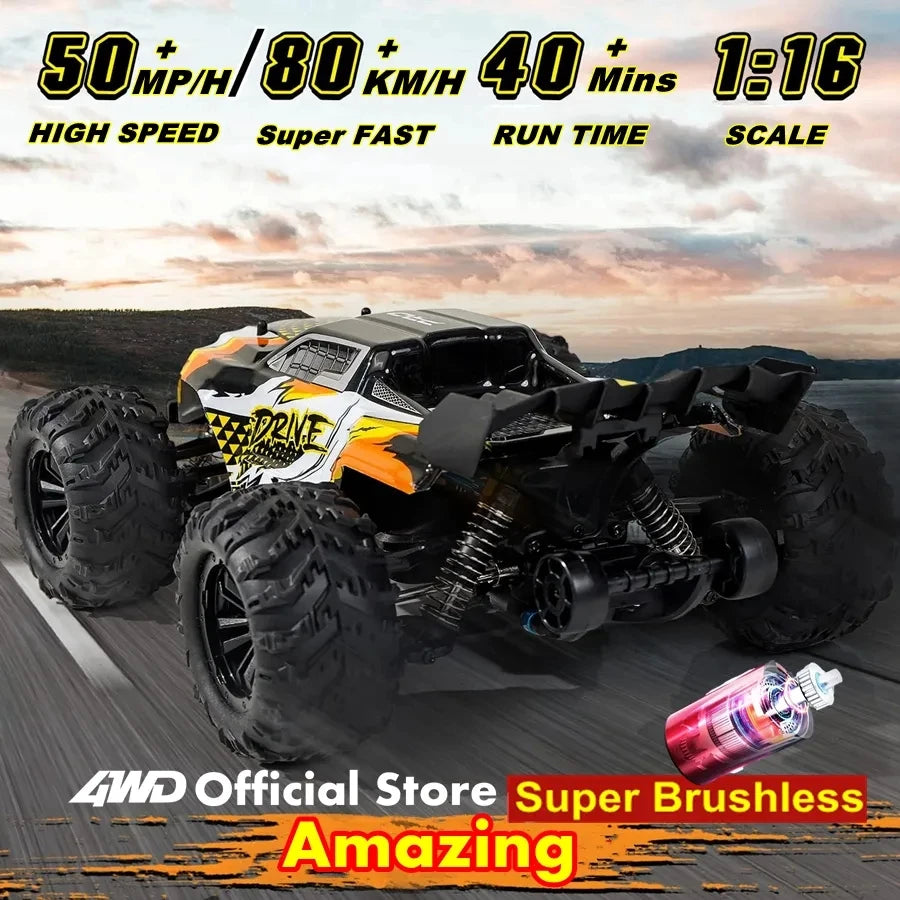 Coche Todoterreno RC 4WD sin Escobillas, Alta Velocidad 50-80 KM/H