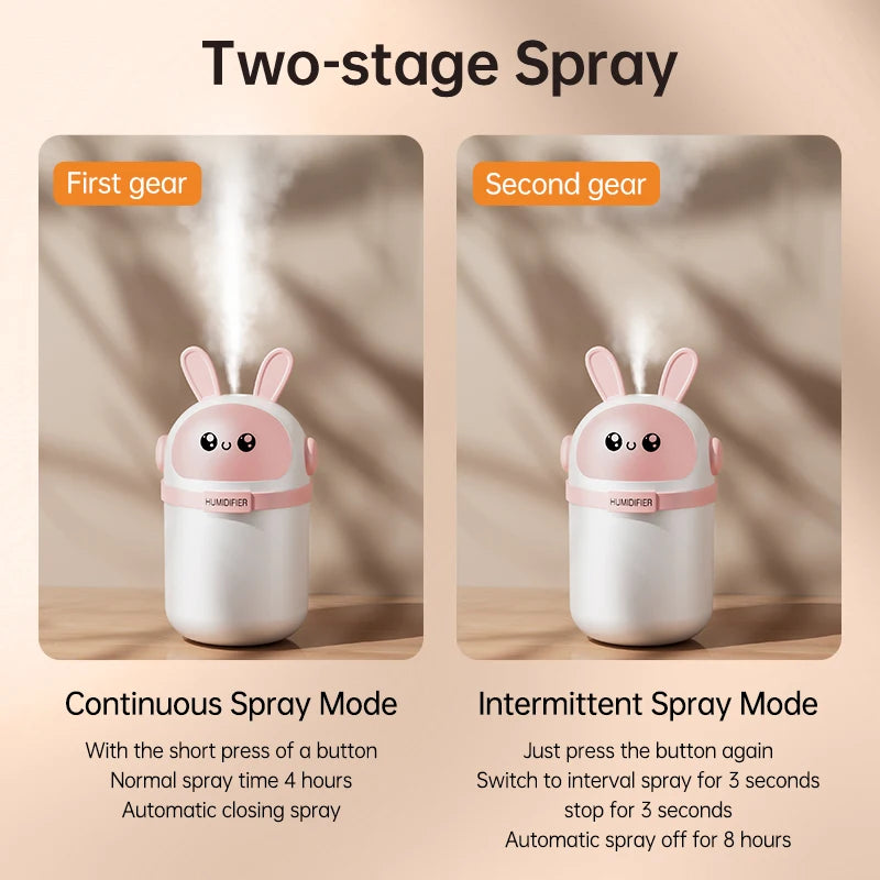 Humidificador mini Mars Rabbit difusor de aromas con luces de colores, 180 ml