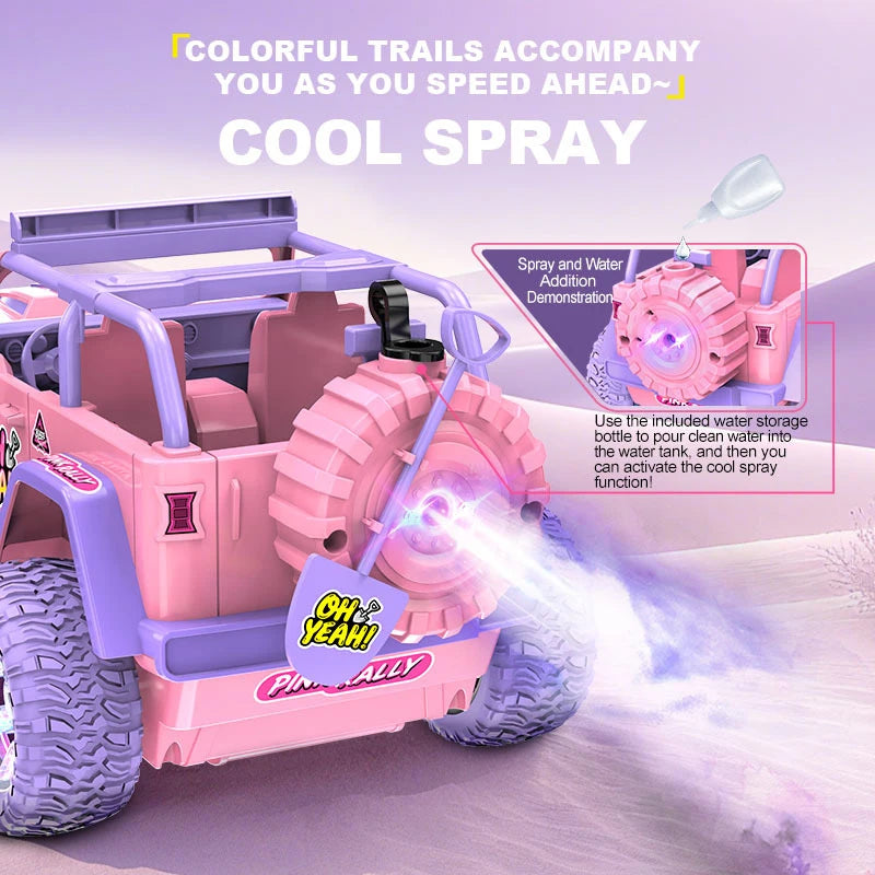 Coche RC Rosa 1:16 Todoterreno con Luces y Efecto Vapor