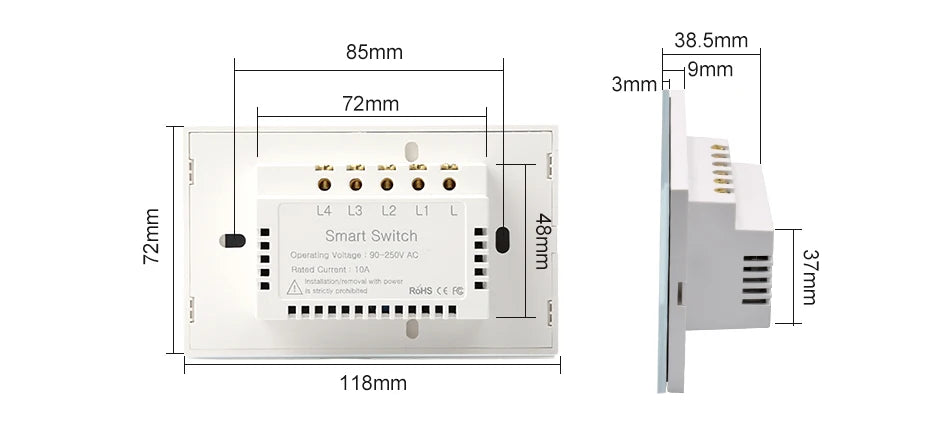 Interruptor táctil inteligente WiFi Tuya/Smart Life para lámparas, 220V-240V, 1-3 vías