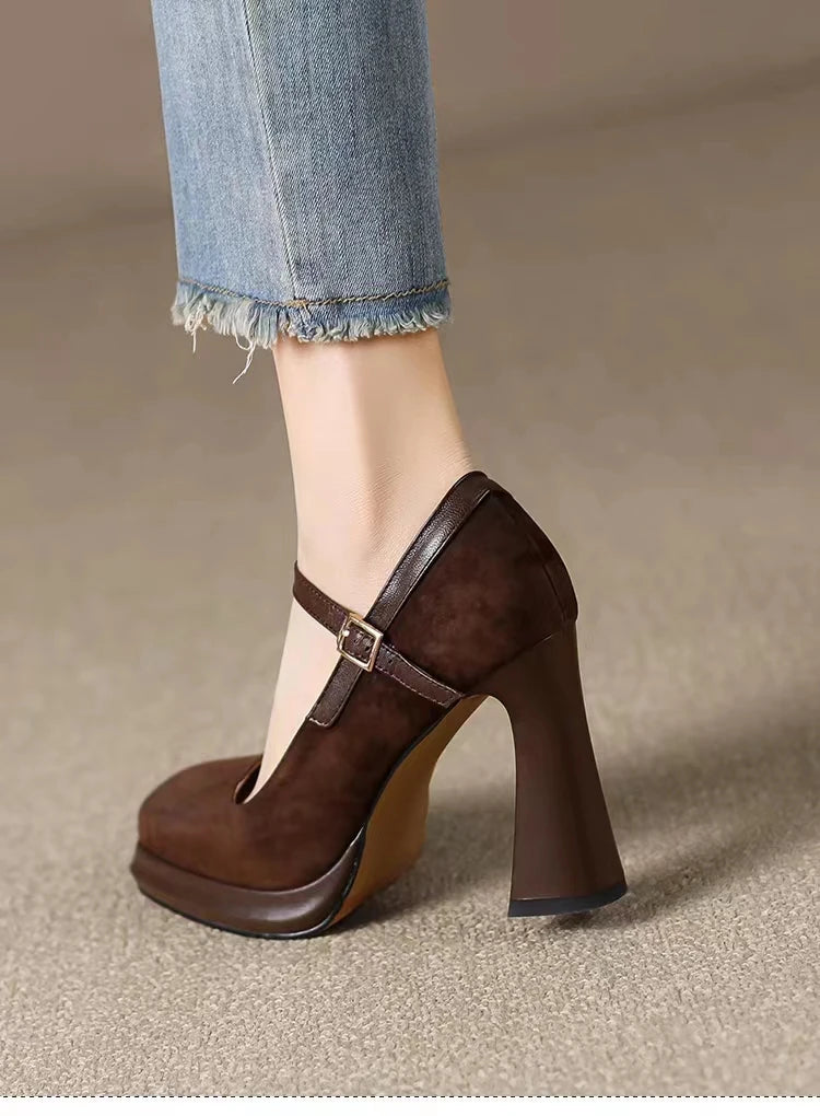 Zapatos de Tacón Alto con Plataforma para Mujer - Gamuza