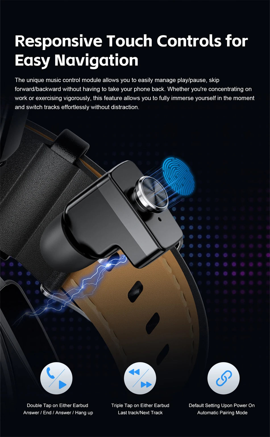 Reloj inteligente LIGE 2 en 1 con auriculares Bluetooth y NFC